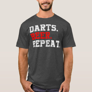 Darts Bier Wiederholung Druck Dart-Spieler Lustig T-Shirt