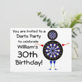 Darts Birthday Party Einladung (Stehend Vorderseite)