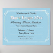 Darts Competition Certificate Poster (Vorne)