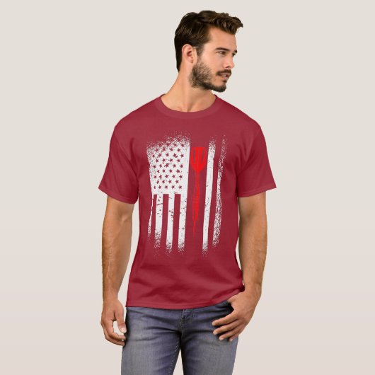 Darts Dart Arrow American Flag T-Shirt (Vorne ganz)