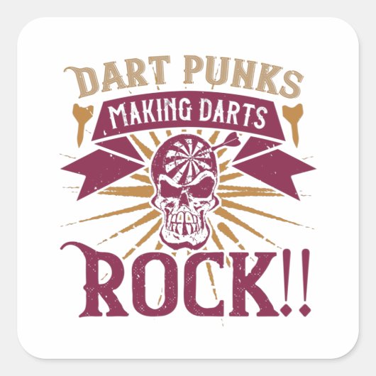 Darts - Dart Punks macht Darts Rock! Quadratischer Aufkleber (Vorderseite)
