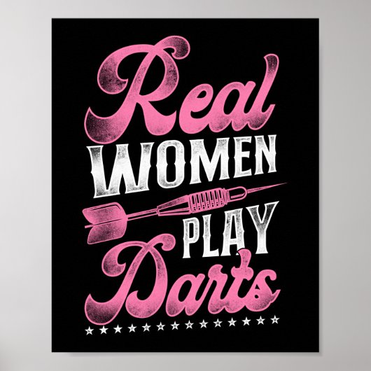 Darts Dart Real Women Play Darts Girl Poster (Vorne)