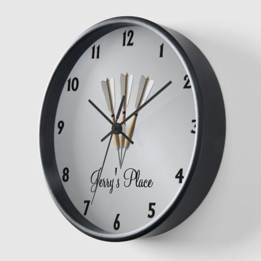 Darts Design Silver Texted Uhr (Winkel)