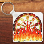 Darts, Feuer im Spiel auf dem Dartbrett Schlüsselanhänger (Vorderseite)