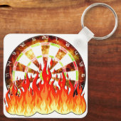 Darts, Feuer im Spiel auf dem Dartbrett Schlüsselanhänger (Rückseite)
