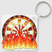Darts, Feuer im Spiel auf dem Dartbrett Schlüsselanhänger (Rückseite)