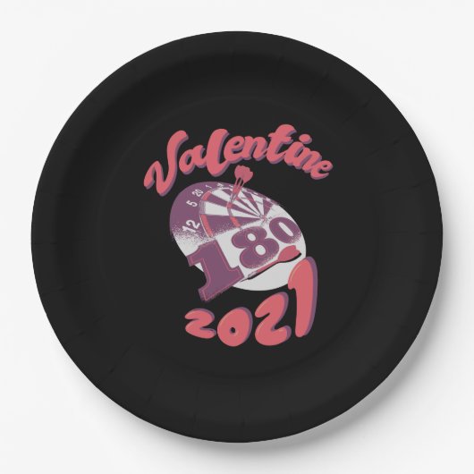 Darts ist mein Valentine 2021 Pappteller (Vorderseite)