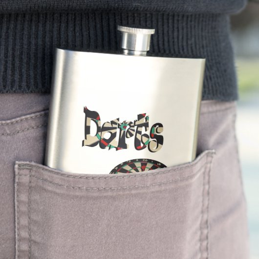 Darts-Logo und Dartboard, Hip Flask Flachmann (Beispiel)