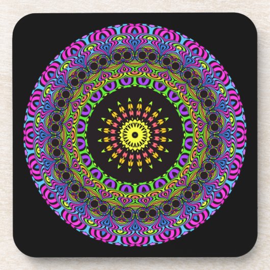 Darts Mandala - Neon 2 Getränkeuntersetzer (Vorderseite)