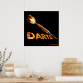 Darts mit goldenem Dart in Flammen mit stilvollem  Poster (Küche)