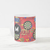 Darts Player Comic Book Speech Bubbles Mattglastasse (Vorderseite Links)