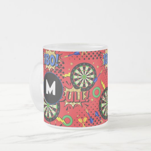 Darts Player Comic Book Speech Bubbles Mattglastasse (Vorderseite Links)