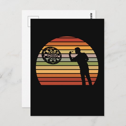 Darts Player Retro Dartboard Dart Postkarte (Vorne/Hinten)