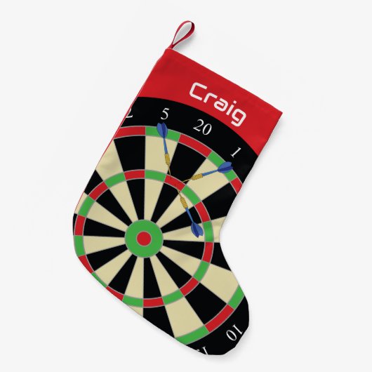 Darts Player Treble Top 180 Dartboard Personalised Kleiner Weihnachtsstrumpf (Vorderansicht (hängend))