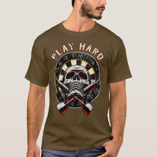 Darts-Shirt-Play-Hard-Skull-Pfeil-Dartboard T-Shirt