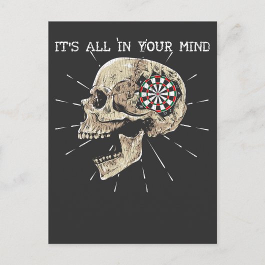 Darts Skeleton Dartboard Skull Illustration Postkarte (Vorderseite)