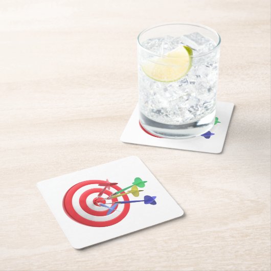 Darts treffen auf die Mitte des Dartboards Rechteckiger Pappuntersetzer (Vor Ort)