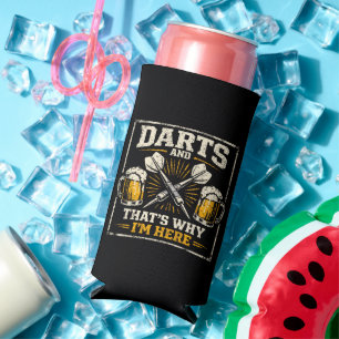 Darts und Bier Deshalb bin ich hier Lustiges Dart Selters Dosenkühler