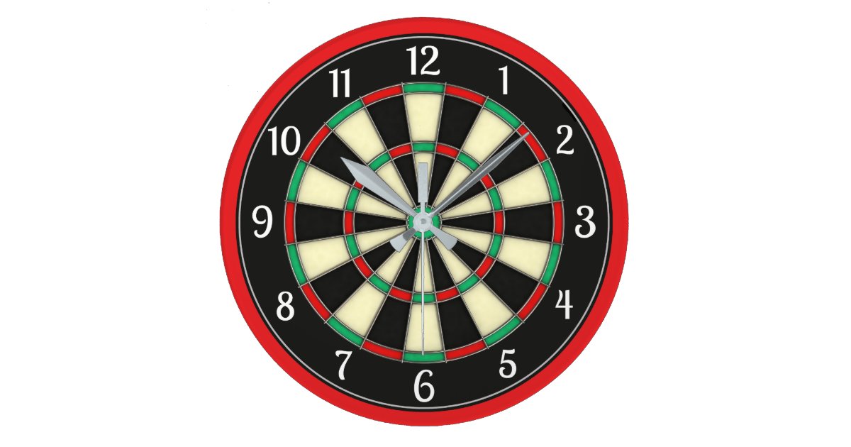 Dartscheibe-Art-Mann-Höhle Große Wanduhr | Zazzle.de