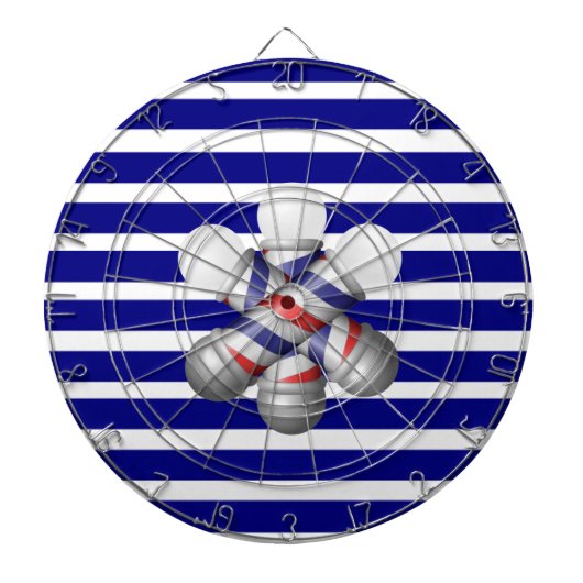 Dartscheibe Blau & Weiß gestreift Barbierstange Ba (vorne)