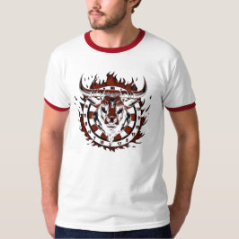 Dartscheibe Feuer Stier Bulle Spezialdesign T-Shirt