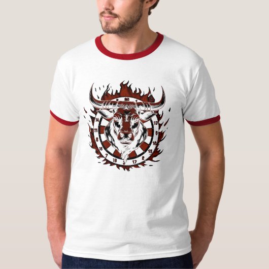 Dartscheibe Feuer Stier Bulle Spezialdesign T-Shirt (Vorderseite)