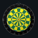Dartscheibe: Gelb, grün und Schwarzes Dartscheibe<br><div class="desc">Gelbes,  grünes und Schwarzes farbiges Dartscheibe-Spiel einschließlich 6 Messingpfeile</div>