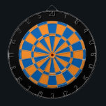 Dartscheibe: Orange, blau und Schwarzes Dartscheibe<br><div class="desc">Orange,  blaues und Schwarzes farbiges Dartscheibe-Spiel einschließlich 6 Messingpfeile</div>