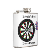 Dartscheibe und Pfeil-Großbritanniens bester Flachmann (Rechts)