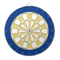 Dartscheibe: Weiß, Altgold und Blau