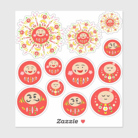 Daruma Aufkleber (Blatt)