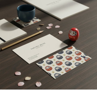Daruma & Hidden Cat Business Cards Visitenkarte