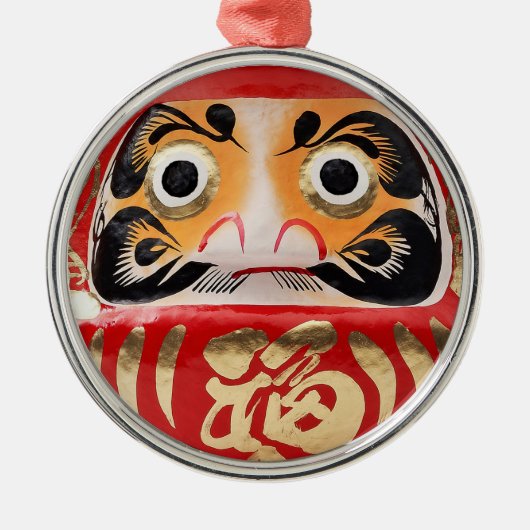 Daruma-Puppe Silbernes Ornament (Vorne)