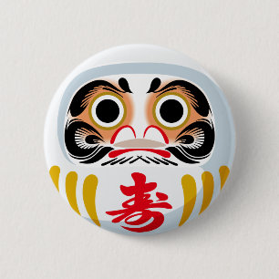 Daruma-Puppe (traditioneller japanischer Glücksbri Button