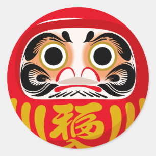 Daruma-Puppe (traditioneller japanischer Glücksbri Runder Aufkleber