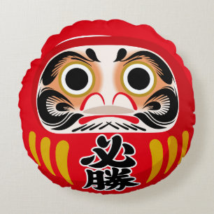 Daruma-Puppe (traditioneller japanischer Glücksbri Rundes Kissen