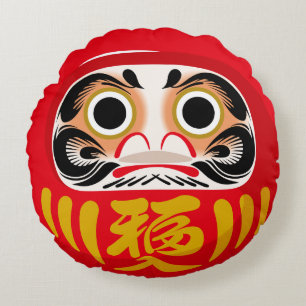 Daruma-Puppe (traditioneller japanischer Glücksbri Rundes Kissen