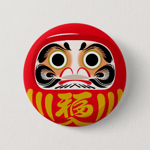 Daruma-Puppe (traditioneller japanischer viel Glüc Button