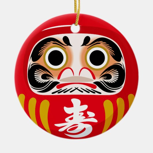 Daruma-Puppe (traditioneller japanischer viel Glüc Keramik Ornament (Vorne)