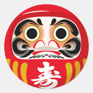 Daruma-Puppe (traditioneller japanischer viel Glüc Runder Aufkleber