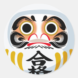 Daruma-Puppe (traditioneller japanischer viel Glüc Runder Aufkleber