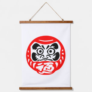 Daruma-Puppe Wandteppich Mit Holzrahmen