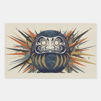 Daruma Skateboard – Japanese Ukiyo-e Inspired Art Rechteckiger Aufkleber