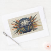 Daruma Skateboard – Japanese Ukiyo-e Inspired Art Rechteckiger Aufkleber (Umschlag)