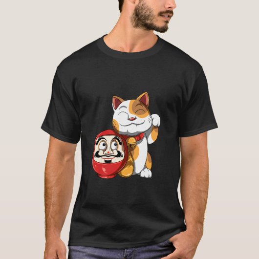 Daruma und Glückskatze T-Shirt (Vorderseite)