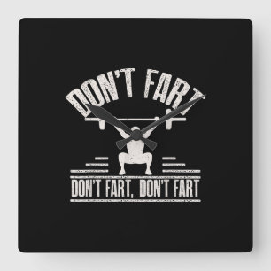 darunter Fart Funny Ness Gym Workout Weights Squat Quadratische Wanduhr