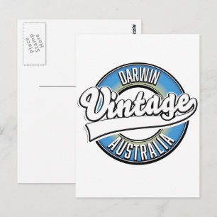 Darwin australia Vintages Logo Postkarte