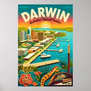 Darwin Australien Retro-Reiseposter-Kunst Poster