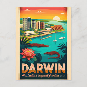 Darwin Australien Retro-Reiseposter-Kunst Postkarte
