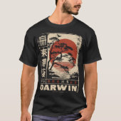 Darwin Evolution Japanisch Red Sun Science Art T-Shirt (Vorderseite)